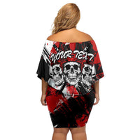 Canada Hockey Skull Life and Death Off Shoulder Short Dress