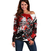 Canada Hockey Skull Life and Death Off Shoulder Sweater