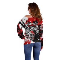 Canada Hockey Skull Life and Death Off Shoulder Sweater