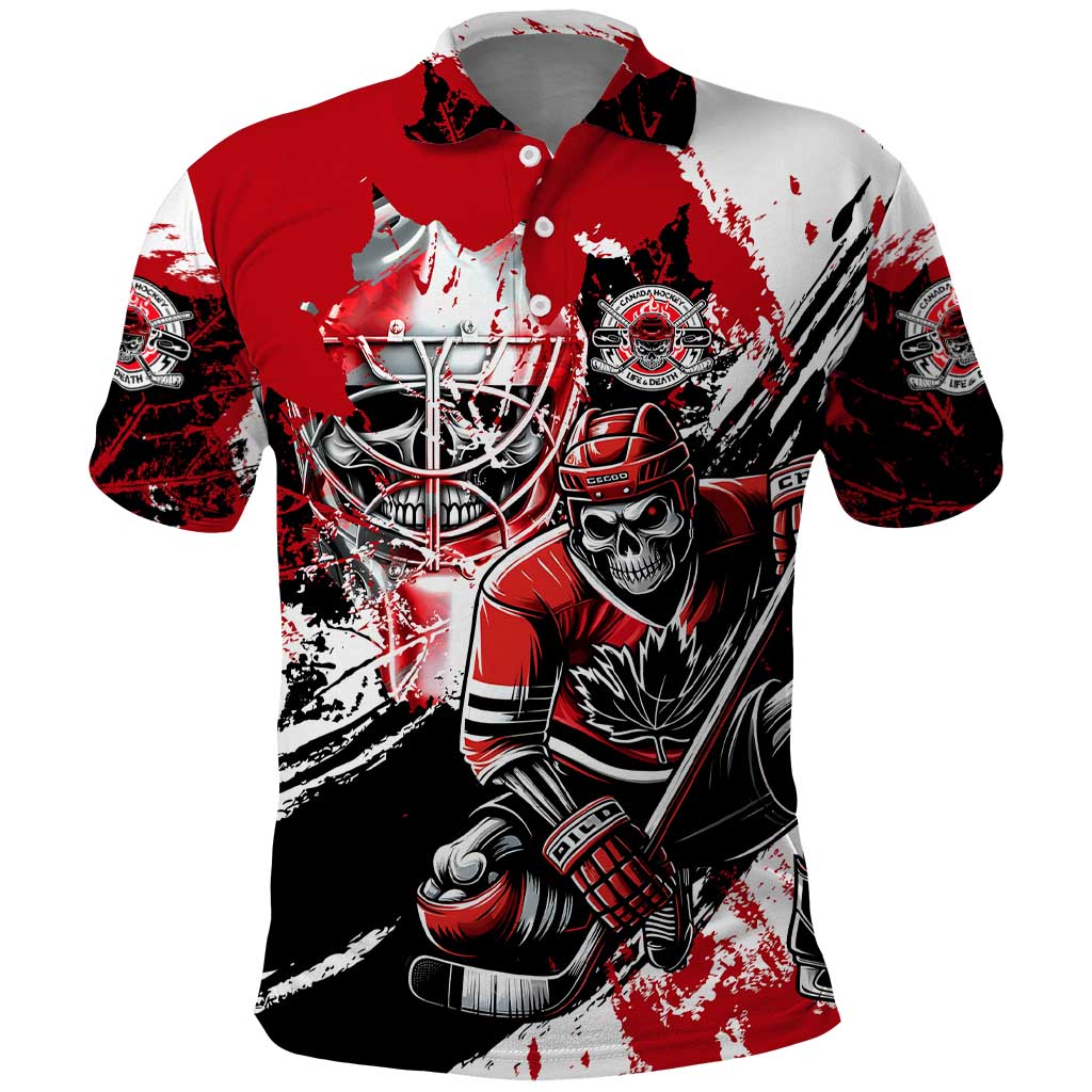 Canada Hockey Skull Life and Death Polo Shirt