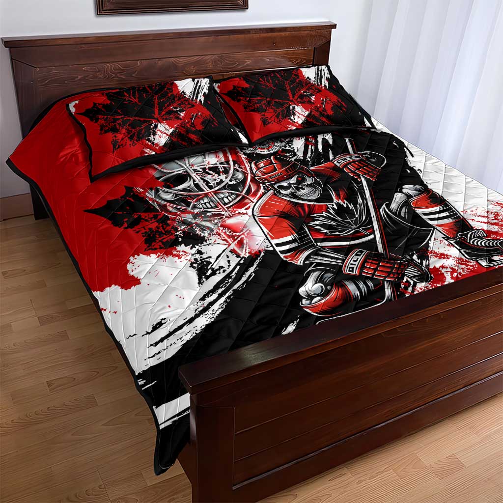 Canada Hockey Skull Life and Death Quilt Bed Set