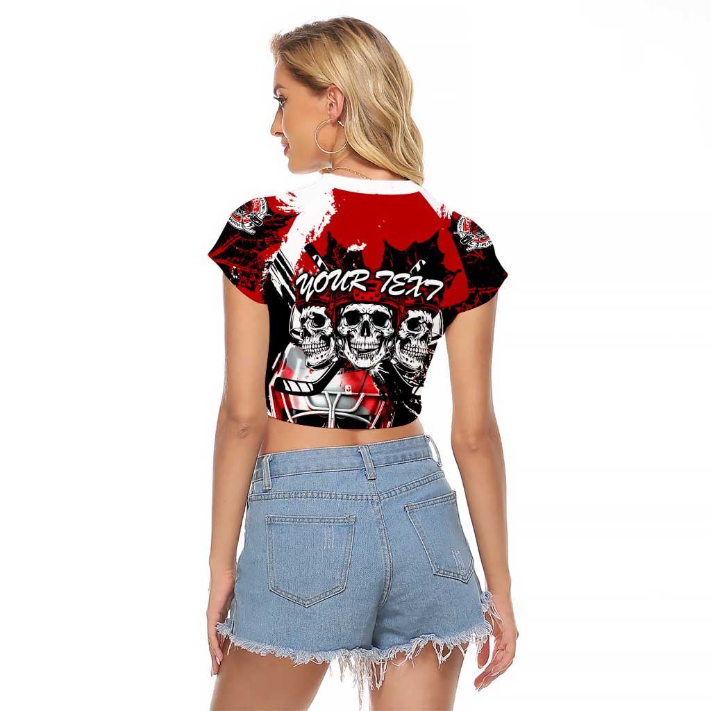 Canada Hockey Skull Life and Death Raglan Cropped T Shirt