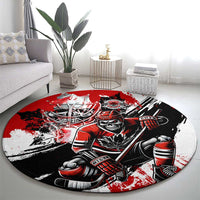 Canada Hockey Skull Life and Death Round Carpet