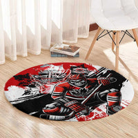 Canada Hockey Skull Life and Death Round Carpet