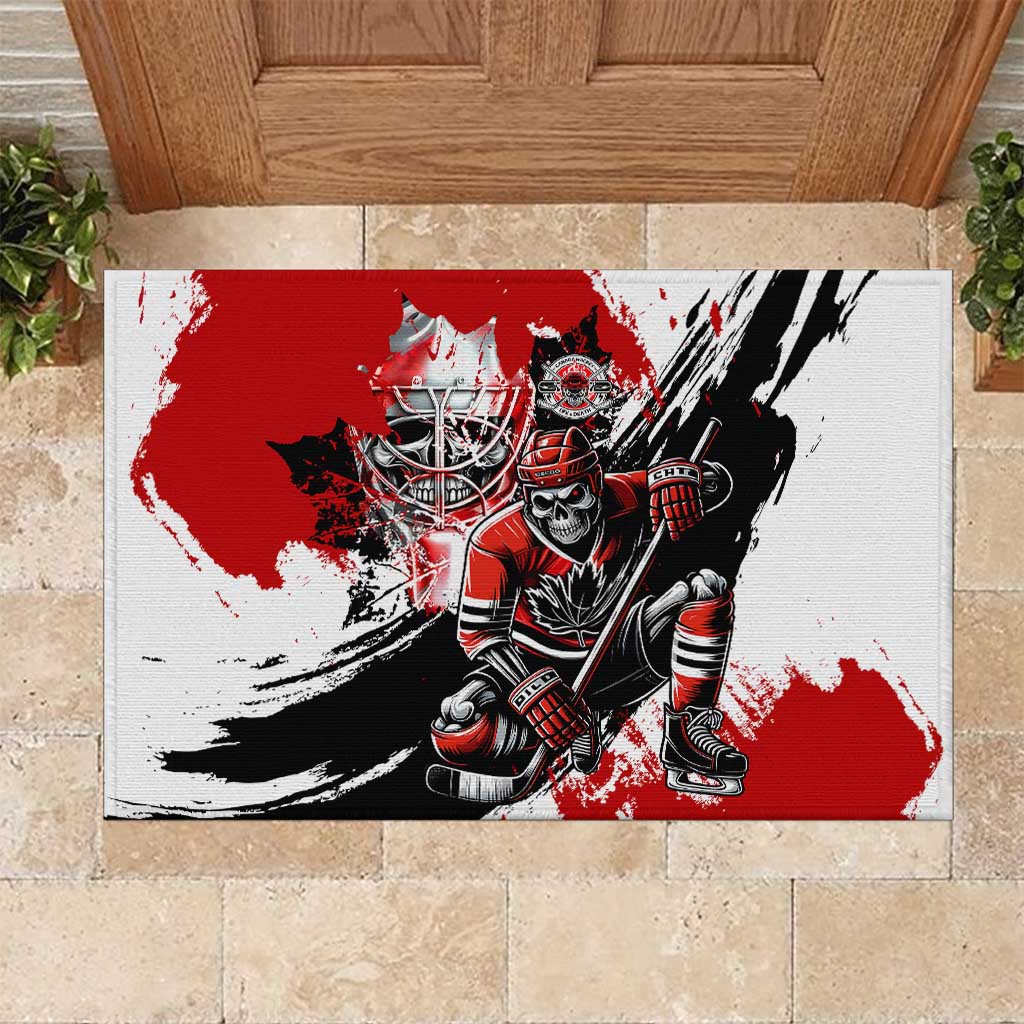 Canada Hockey Skull Life and Death Rubber Doormat