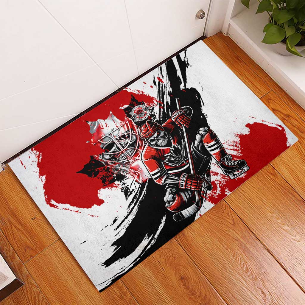 Canada Hockey Skull Life and Death Rubber Doormat