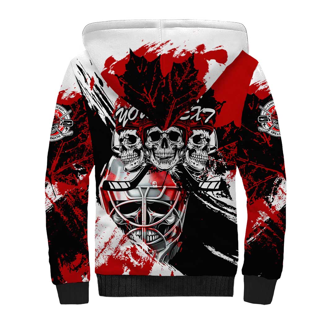 Canada Hockey Skull Life and Death Sherpa Hoodie