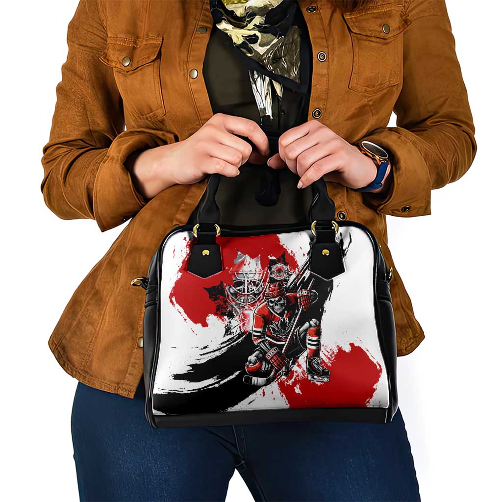 Canada Hockey Skull Life and Death Shoulder Handbag