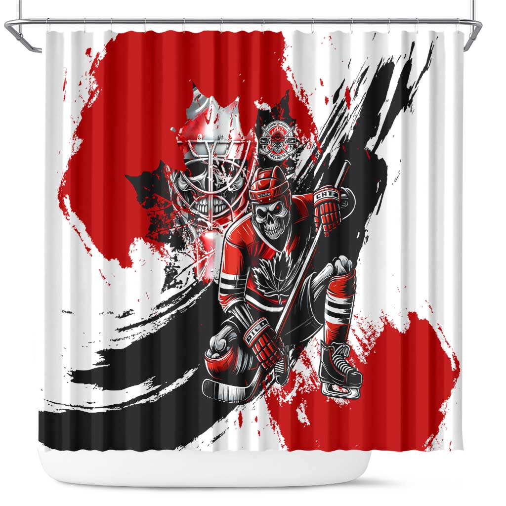 Canada Hockey Skull Life and Death Shower Curtain