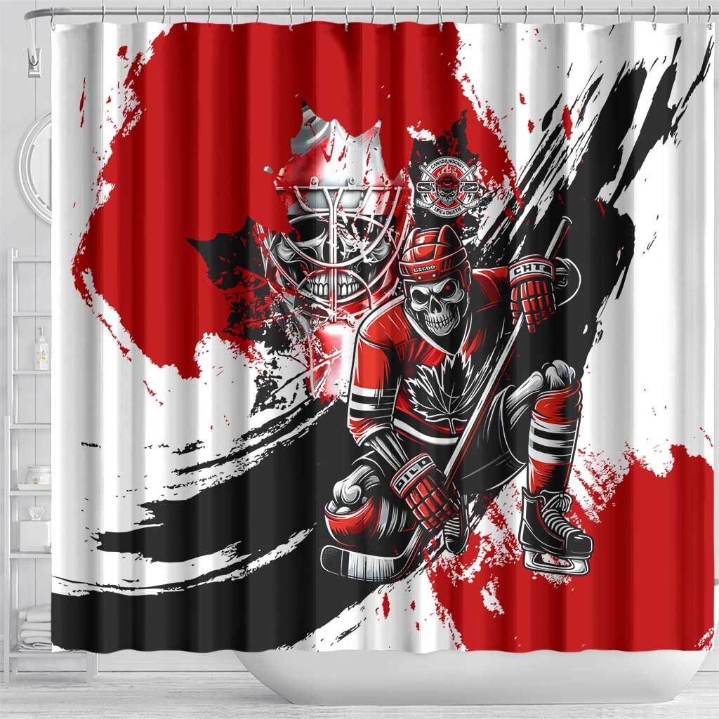 Canada Hockey Skull Life and Death Shower Curtain