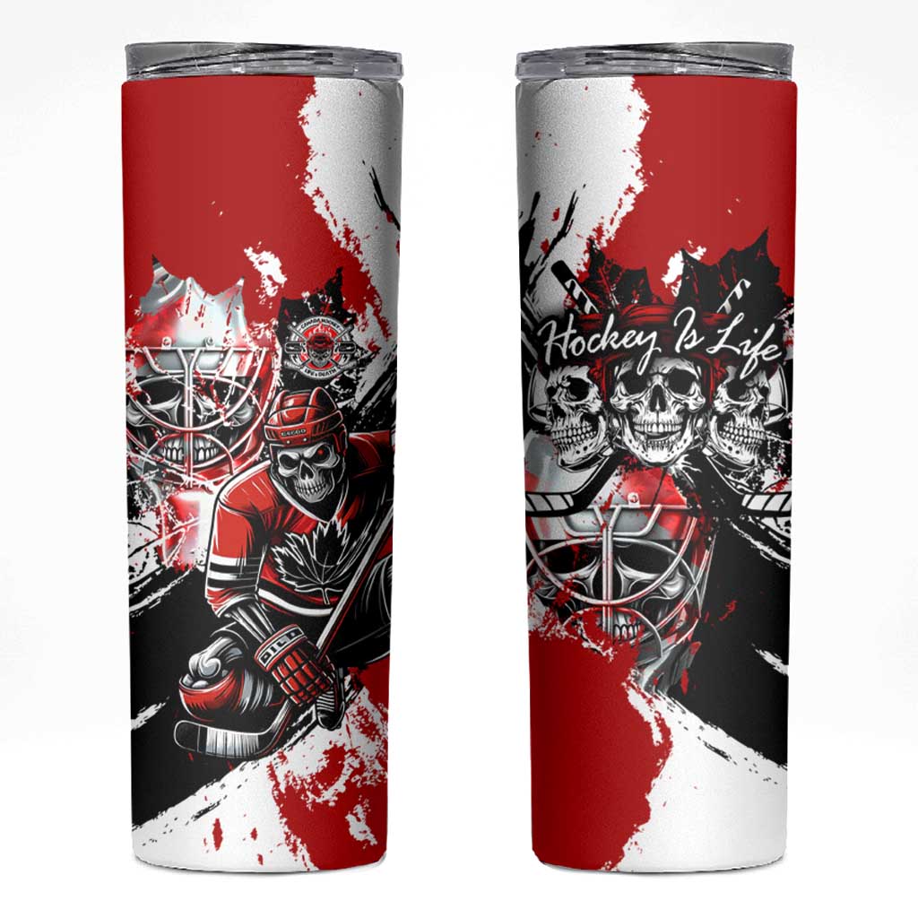 Canada Hockey Skull Life and Death Skinny Tumbler