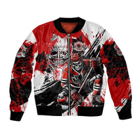 Canada Hockey Skull Life and Death Sleeve Zip Bomber Jacket