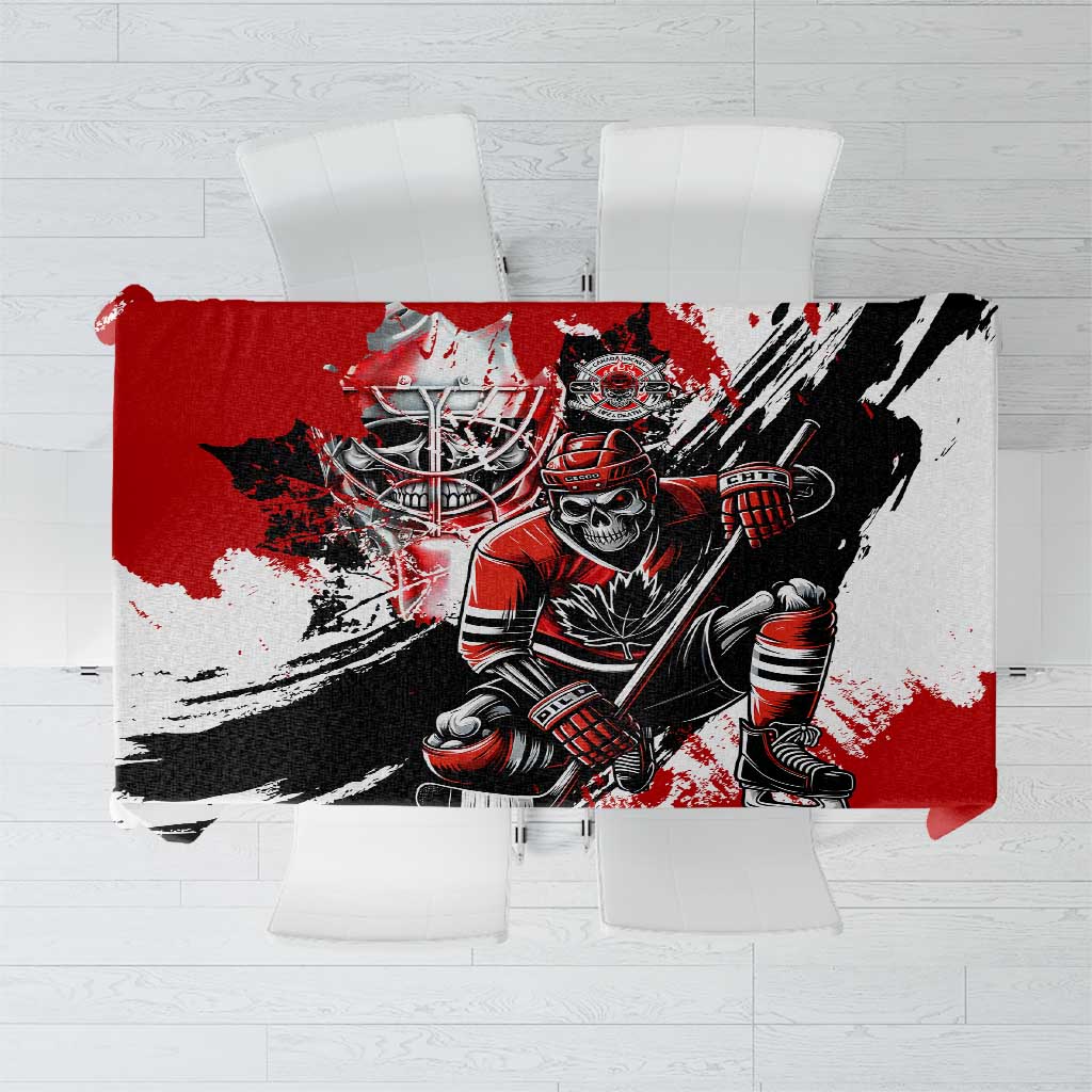Canada Hockey Skull Life and Death Tablecloth