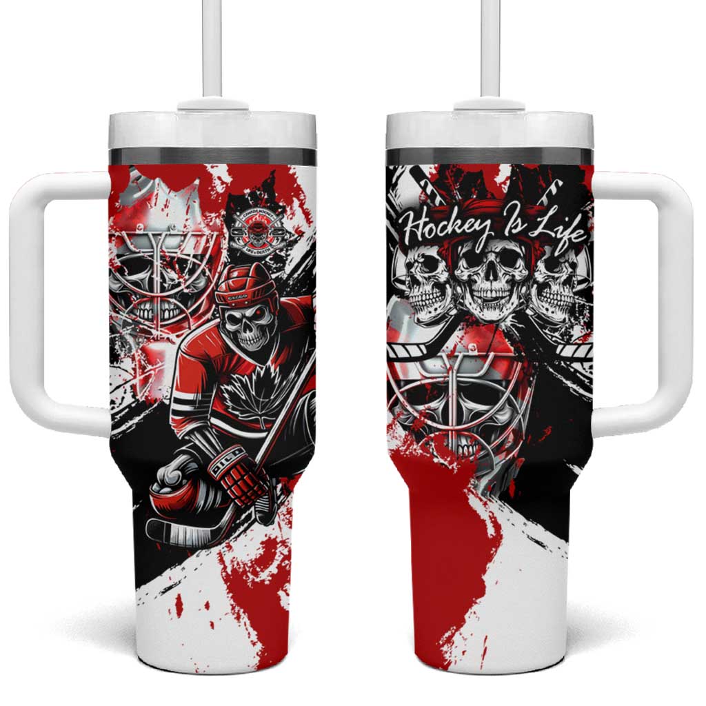 Canada Hockey Skull Life and Death Tumbler With Handle