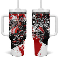 Canada Hockey Skull Life and Death Tumbler With Handle