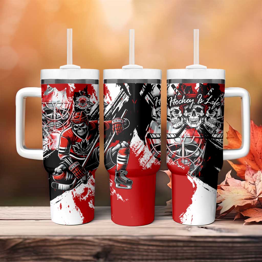 Canada Hockey Skull Life and Death Tumbler With Handle