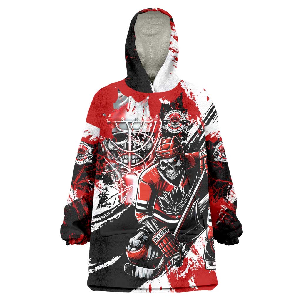 Canada Hockey Skull Life and Death Wearable Blanket Hoodie