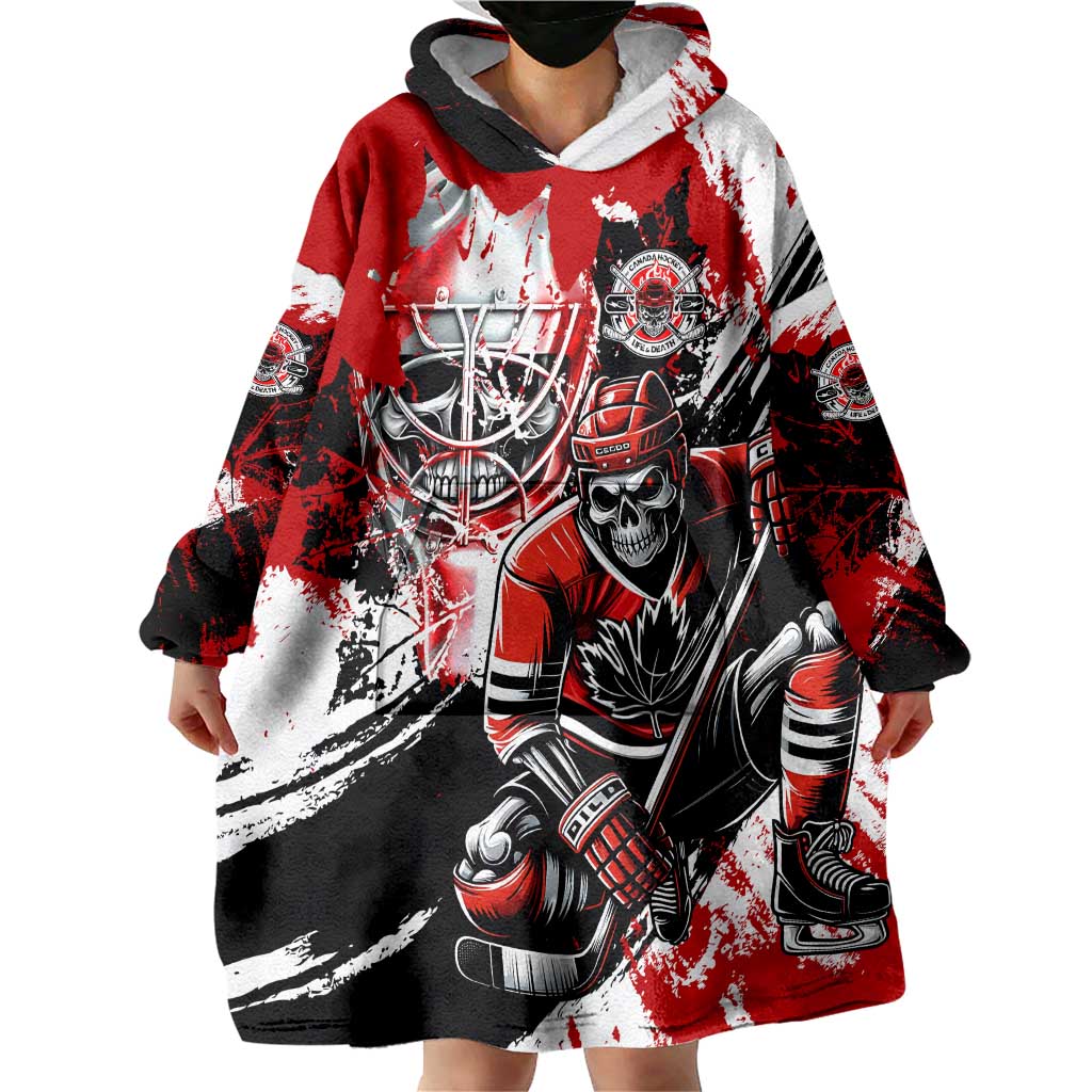 Canada Hockey Skull Life and Death Wearable Blanket Hoodie