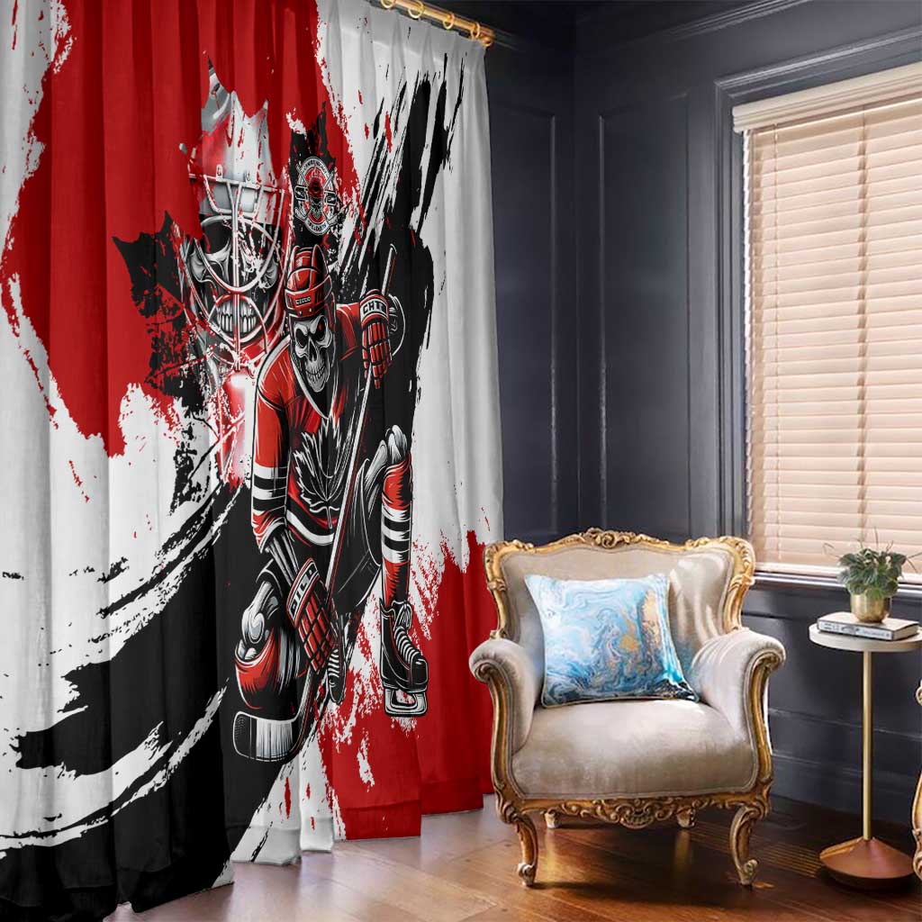 Canada Hockey Skull Life and Death Window Curtain