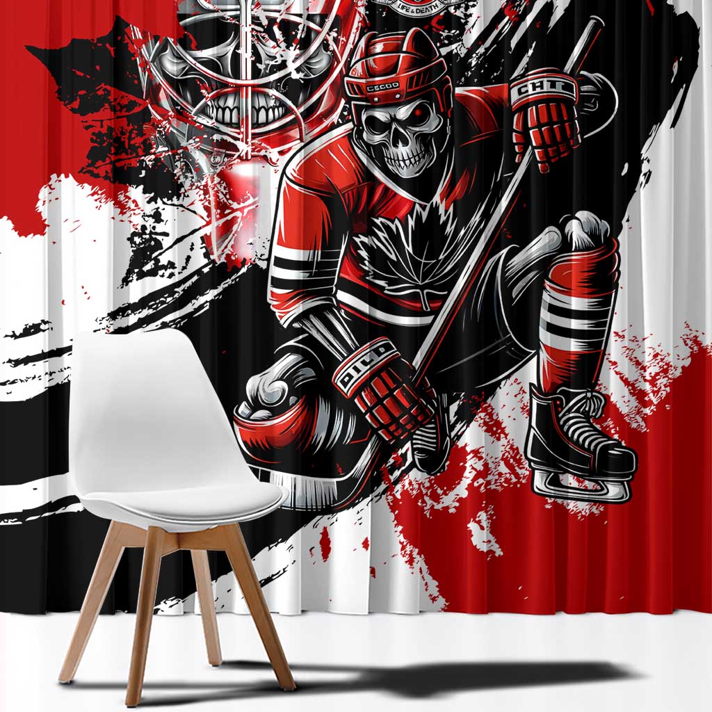 Canada Hockey Skull Life and Death Window Curtain