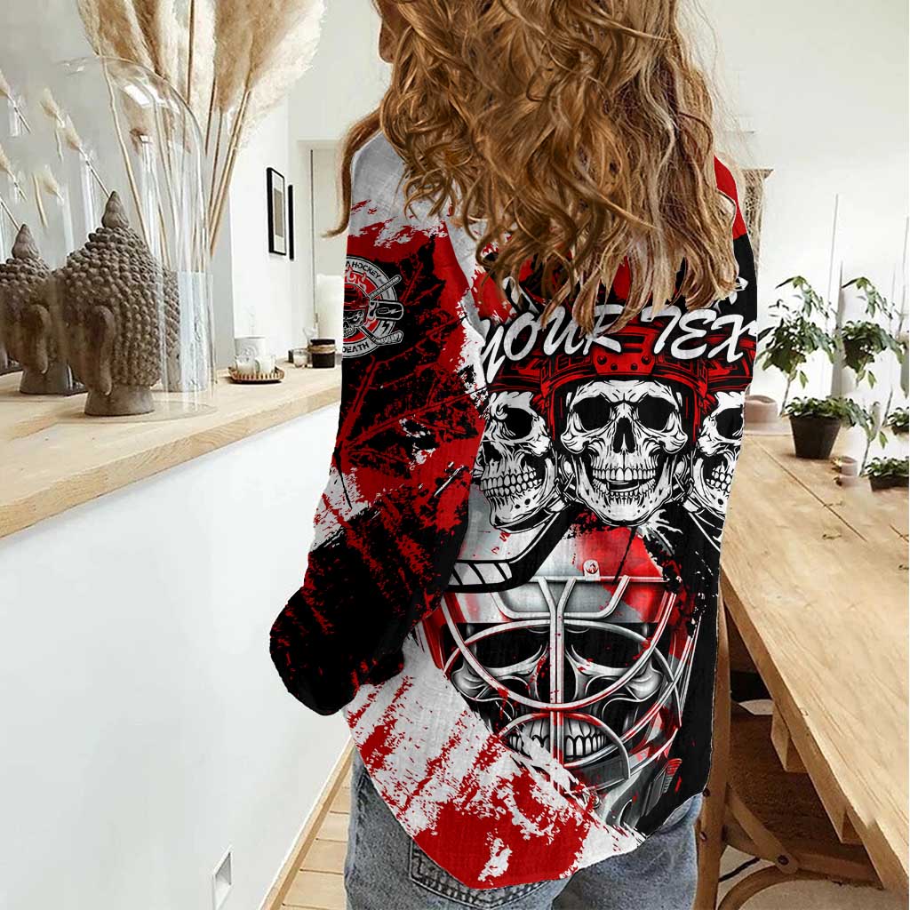 Canada Hockey Skull Life and Death Women Casual Shirt