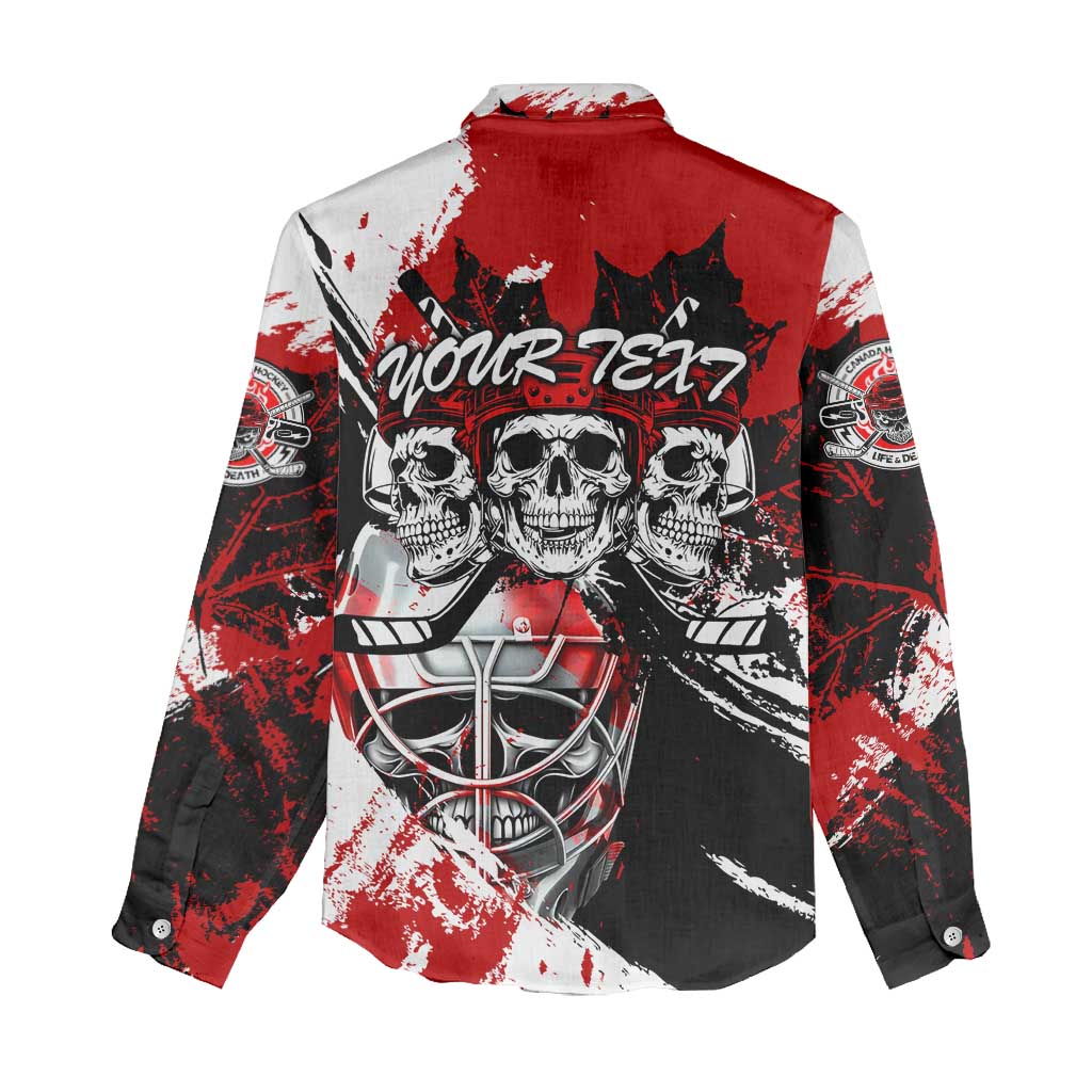 Canada Hockey Skull Life and Death Women Casual Shirt