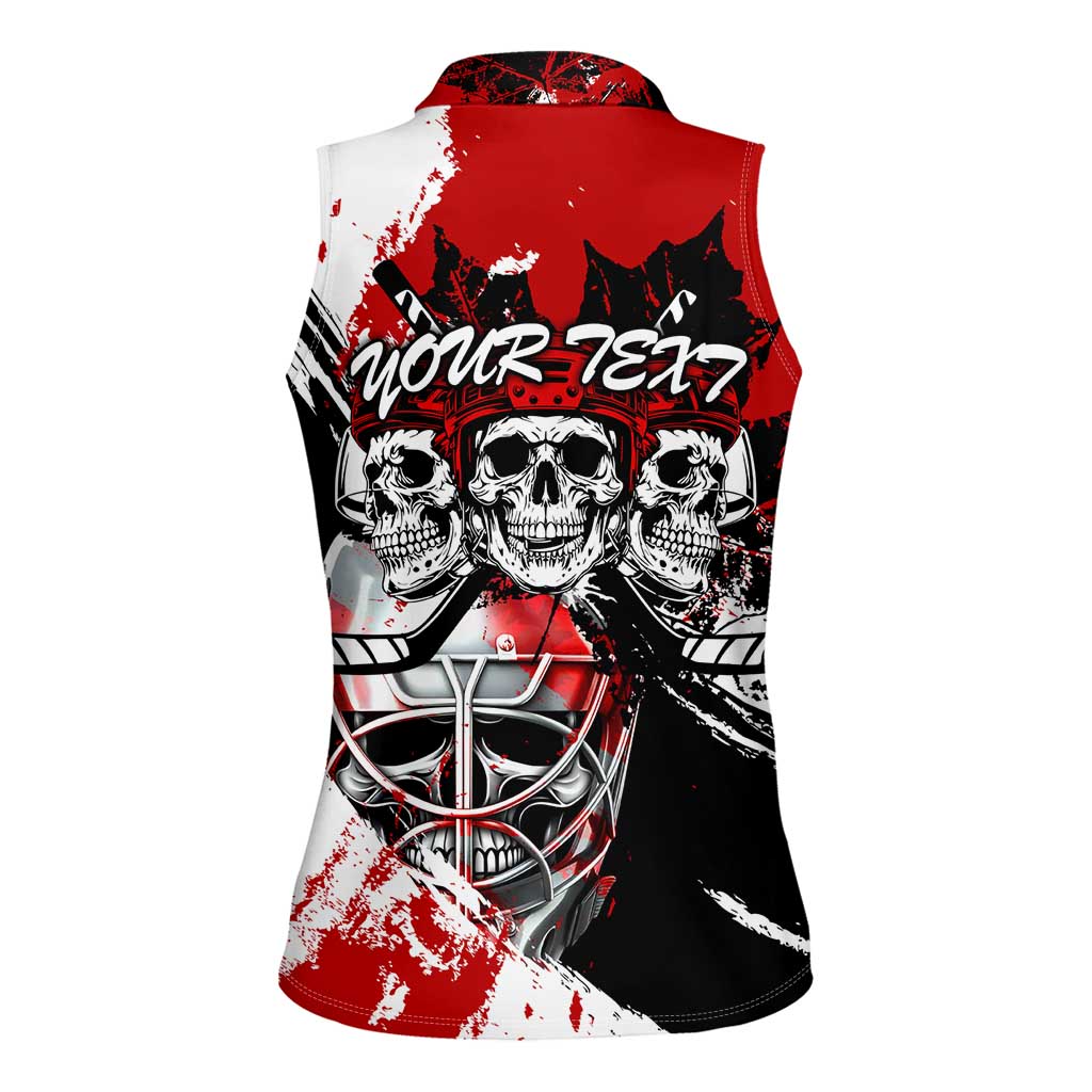 Canada Hockey Skull Life and Death Women Sleeveless Polo Shirt