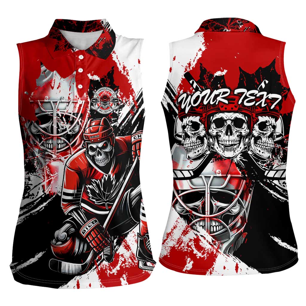 Canada Hockey Skull Life and Death Women Sleeveless Polo Shirt