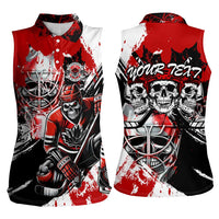 Canada Hockey Skull Life and Death Women Sleeveless Polo Shirt