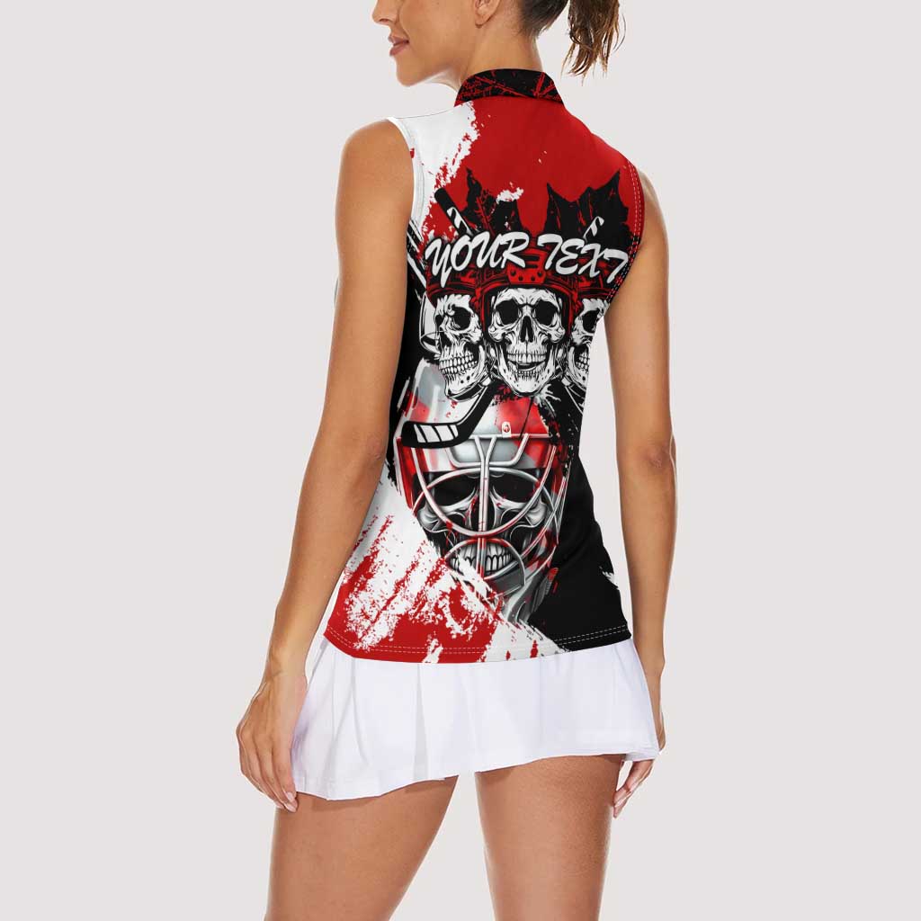 Canada Hockey Skull Life and Death Women Sleeveless Polo Shirt