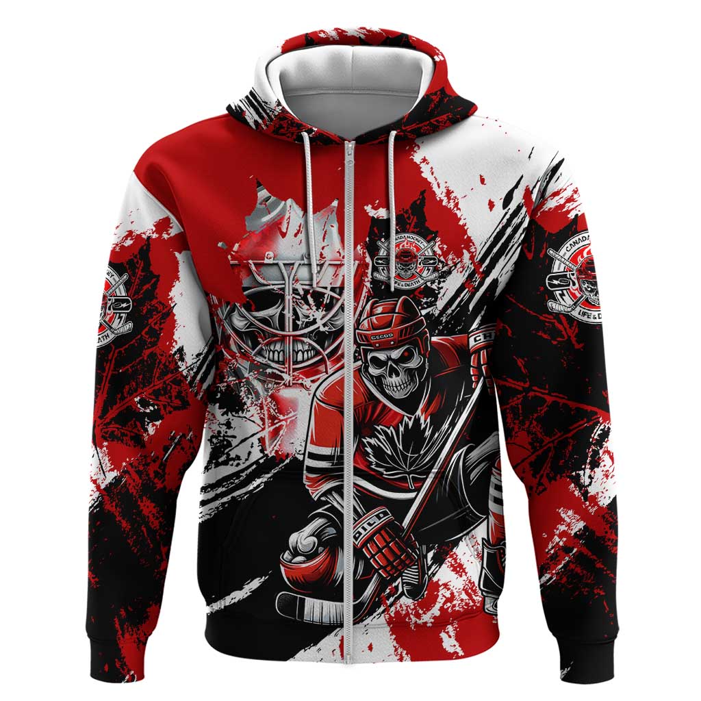 Canada Hockey Skull Life and Death Zip Hoodie