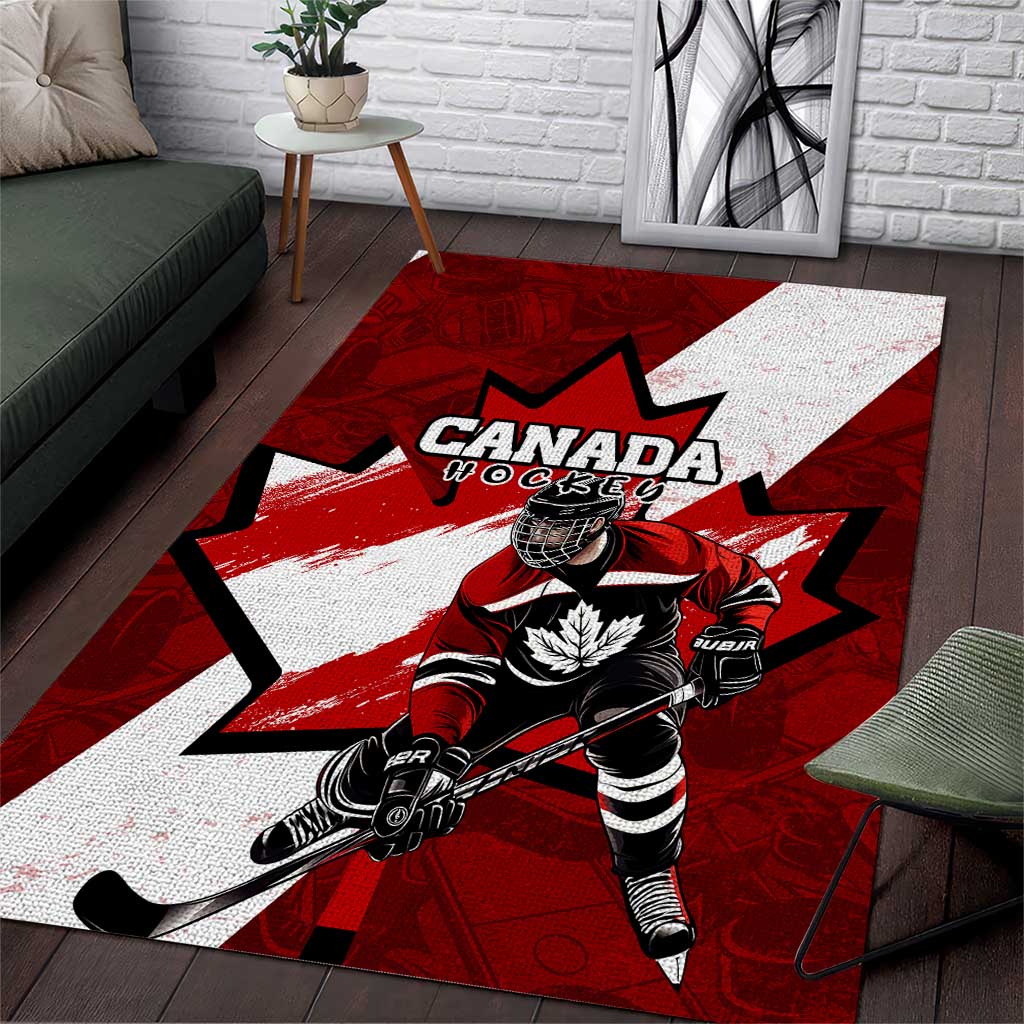 Canada Hockey Warrior Area Rug Bold Maple Leaf Sports Art