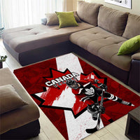 Canada Hockey Warrior Area Rug Bold Maple Leaf Sports Art