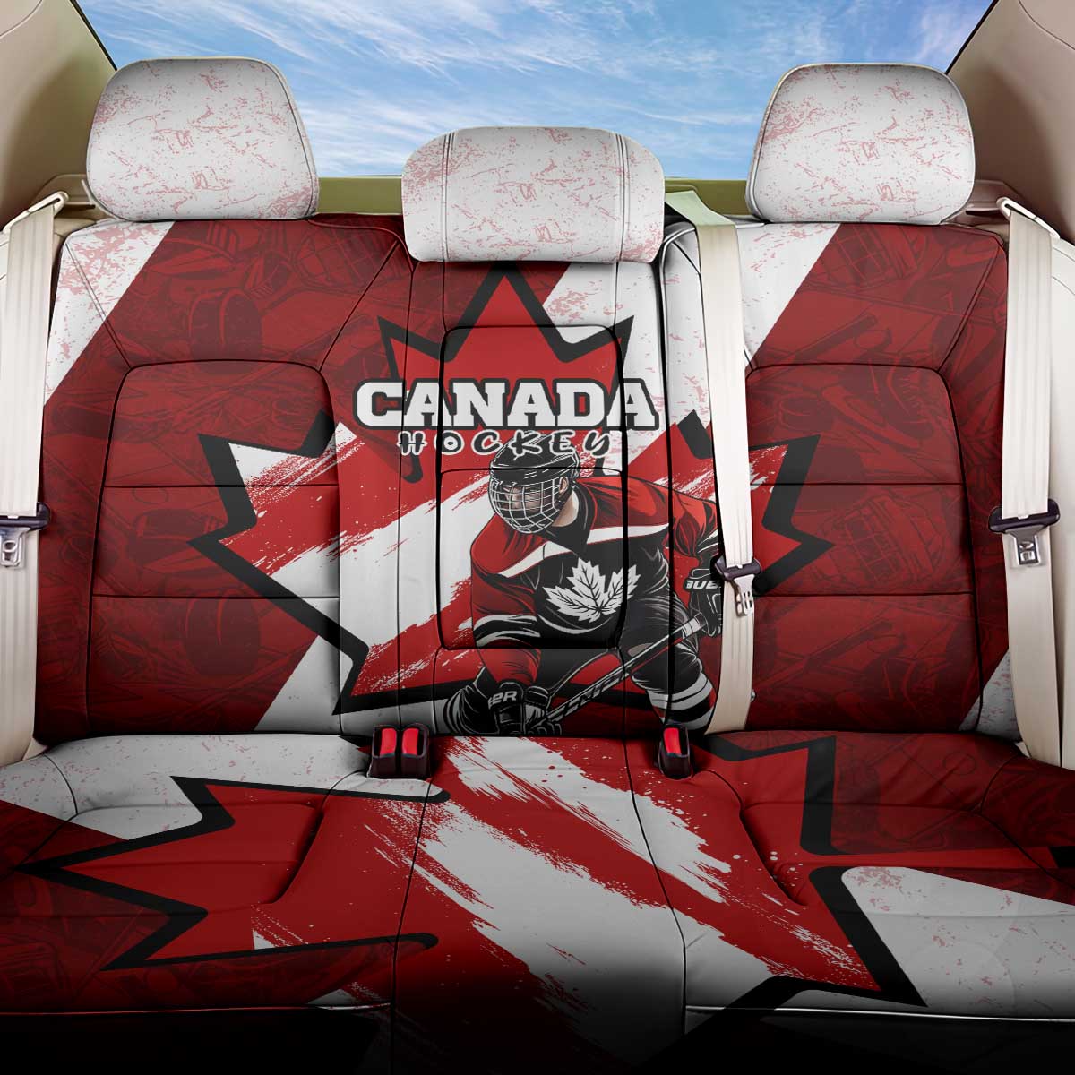 Canada Hockey Warrior Back Car Seat Cover Bold Maple Leaf Sports Art