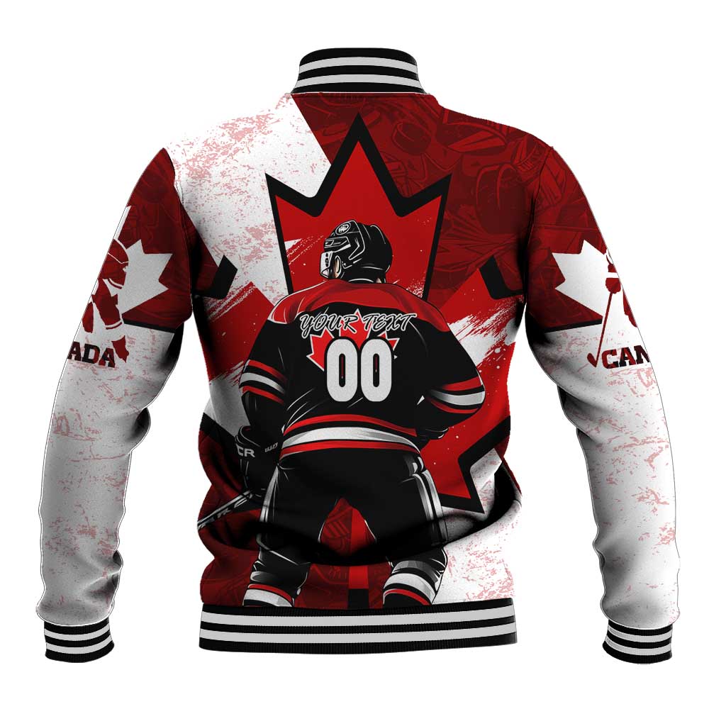Personalized Canada Hockey Warrior Baseball Jacket Bold Maple Leaf Sports Art