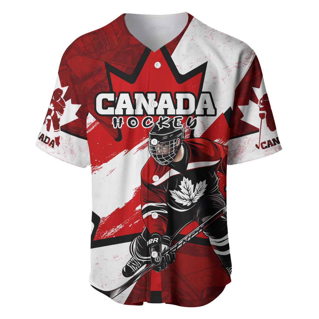 Personalized Canada Hockey Warrior Baseball Jersey Bold Maple Leaf Sports Art