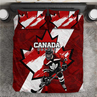 Canada Hockey Warrior Bedding Set Bold Maple Leaf Sports Art