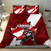 Canada Hockey Warrior Bedding Set Bold Maple Leaf Sports Art