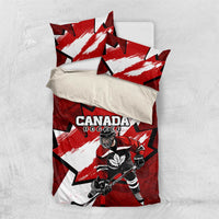 Canada Hockey Warrior Bedding Set Bold Maple Leaf Sports Art