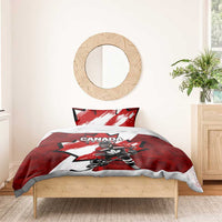 Canada Hockey Warrior Bedding Set Bold Maple Leaf Sports Art