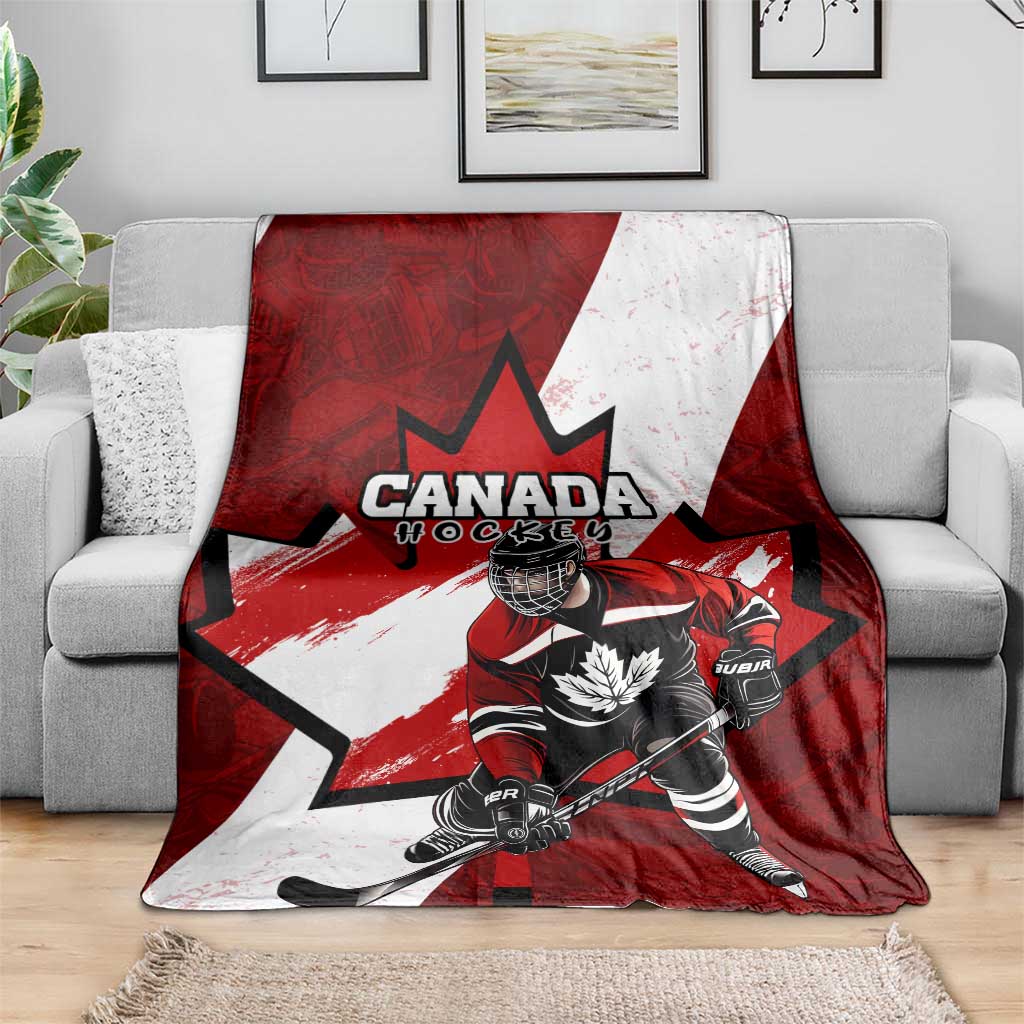 Canada Hockey Warrior Blanket Bold Maple Leaf Sports Art