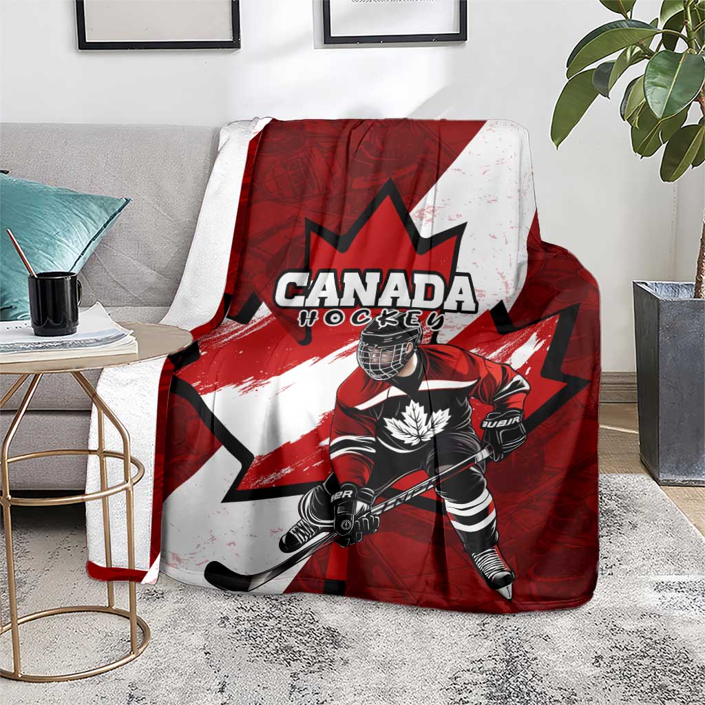 Canada Hockey Warrior Blanket Bold Maple Leaf Sports Art