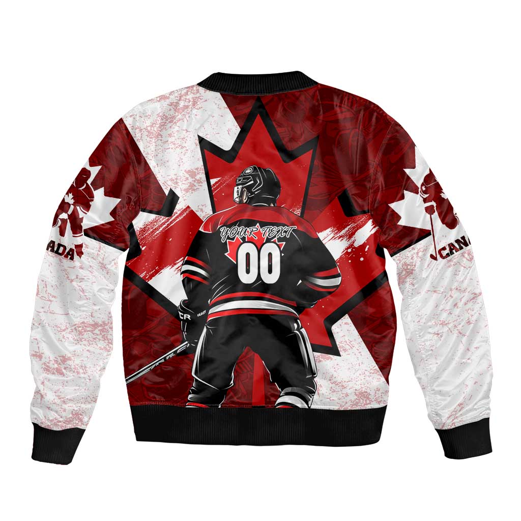 Personalized Canada Hockey Warrior Bomber Jacket Bold Maple Leaf Sports Art