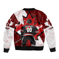 Personalized Canada Hockey Warrior Bomber Jacket Bold Maple Leaf Sports Art