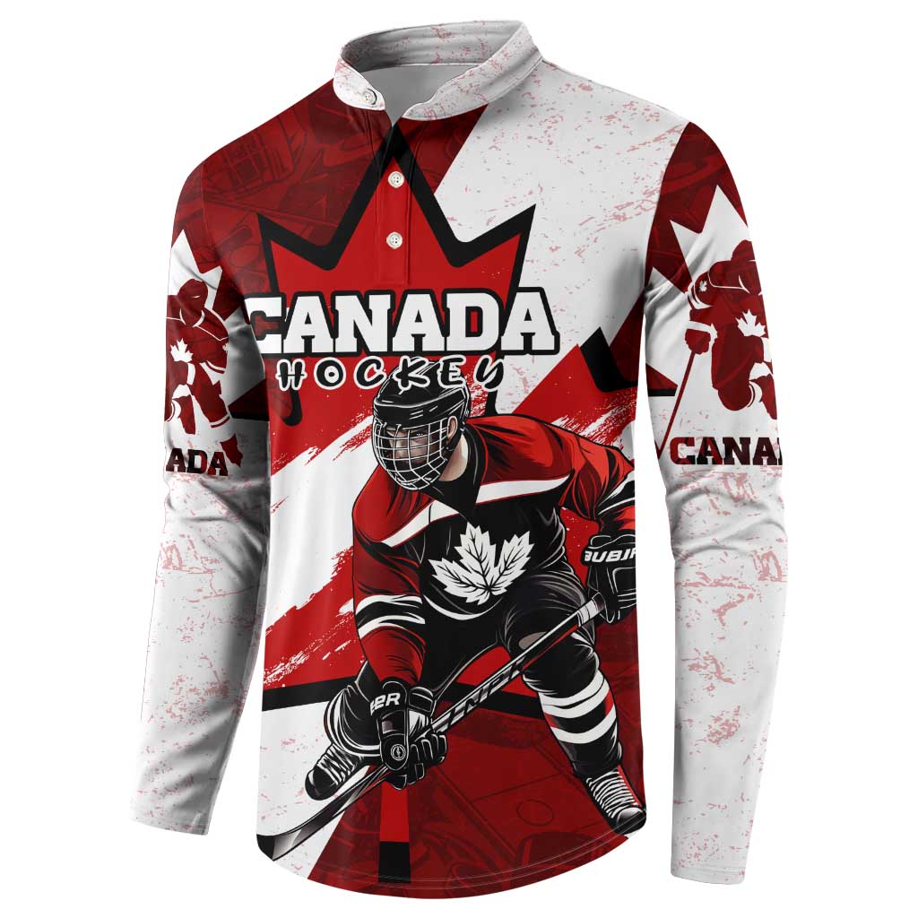 Personalized Canada Hockey Warrior Button Sweatshirt Bold Maple Leaf Sports Art