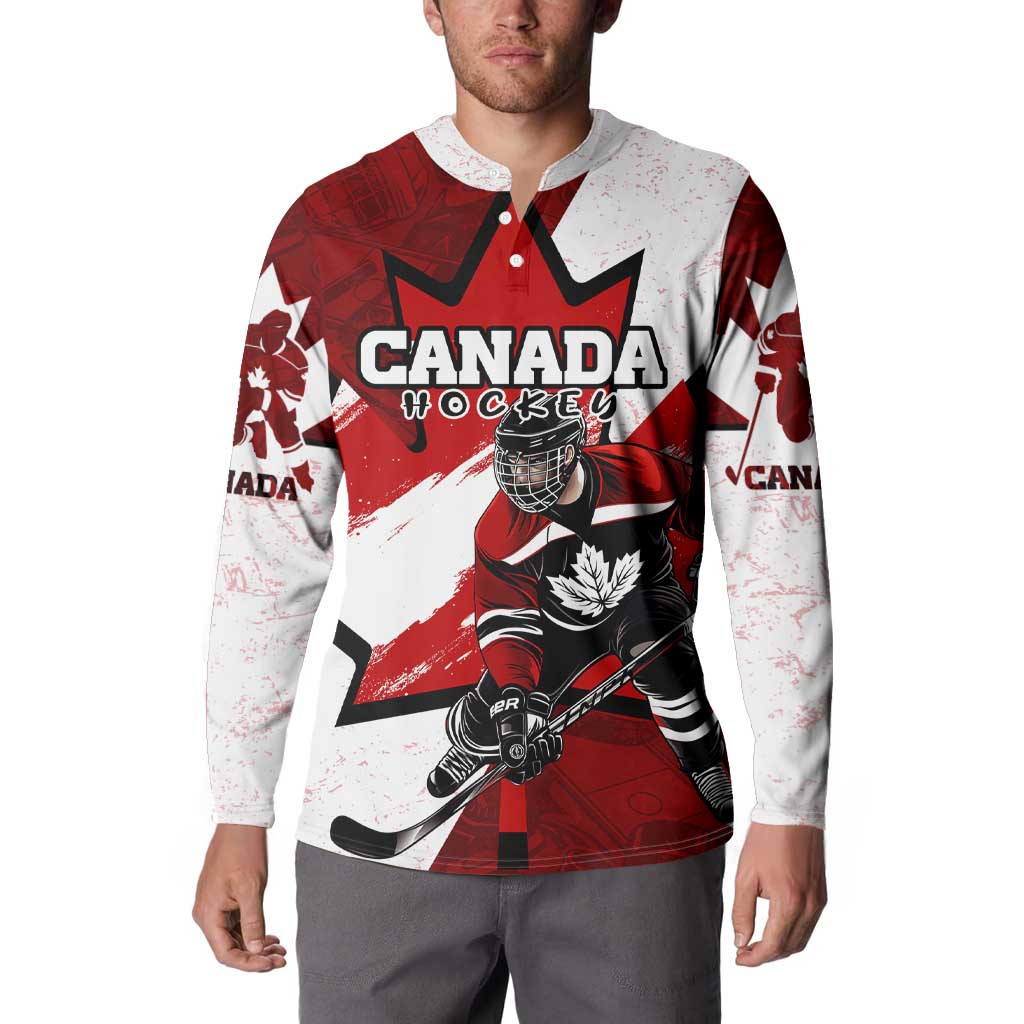Personalized Canada Hockey Warrior Button Sweatshirt Bold Maple Leaf Sports Art