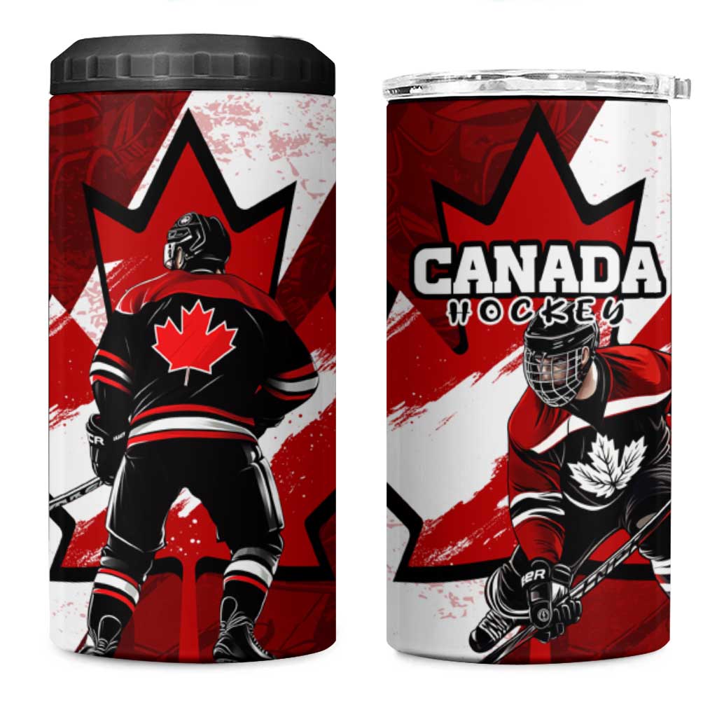 Canada Hockey Warrior 4 in 1 Can Cooler Tumbler Bold Maple Leaf Sports Art