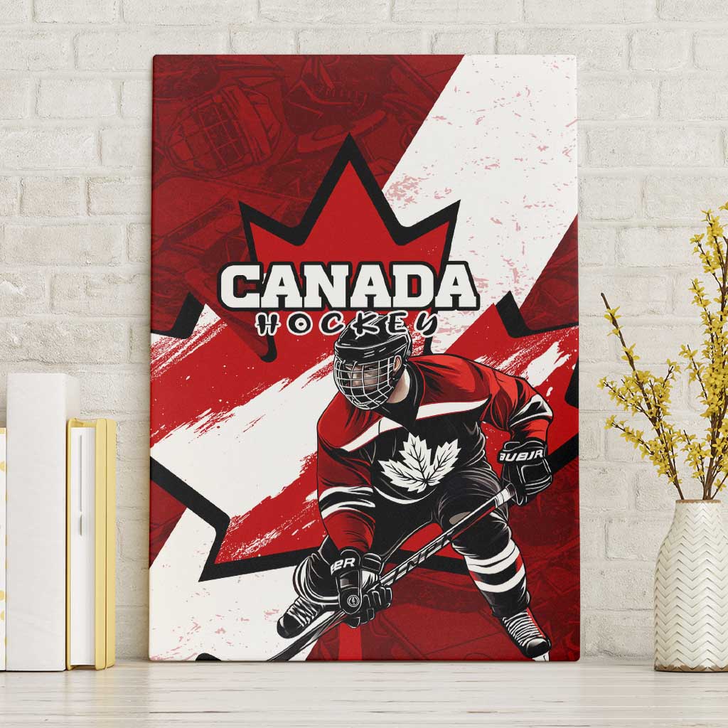 Canada Hockey Warrior Canvas Wall Art Bold Maple Leaf Sports Art