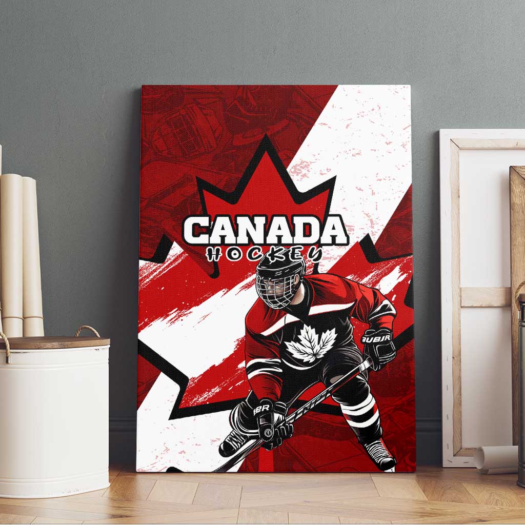 Canada Hockey Warrior Canvas Wall Art Bold Maple Leaf Sports Art