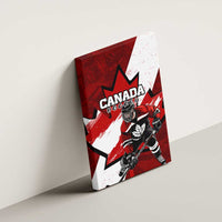 Canada Hockey Warrior Canvas Wall Art Bold Maple Leaf Sports Art